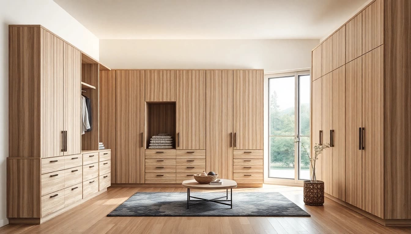 I cassetti per armadio eleganti e funzionali, ordinatamente organizzati, offrono un tocco di modernità e stile all'interno camerale.