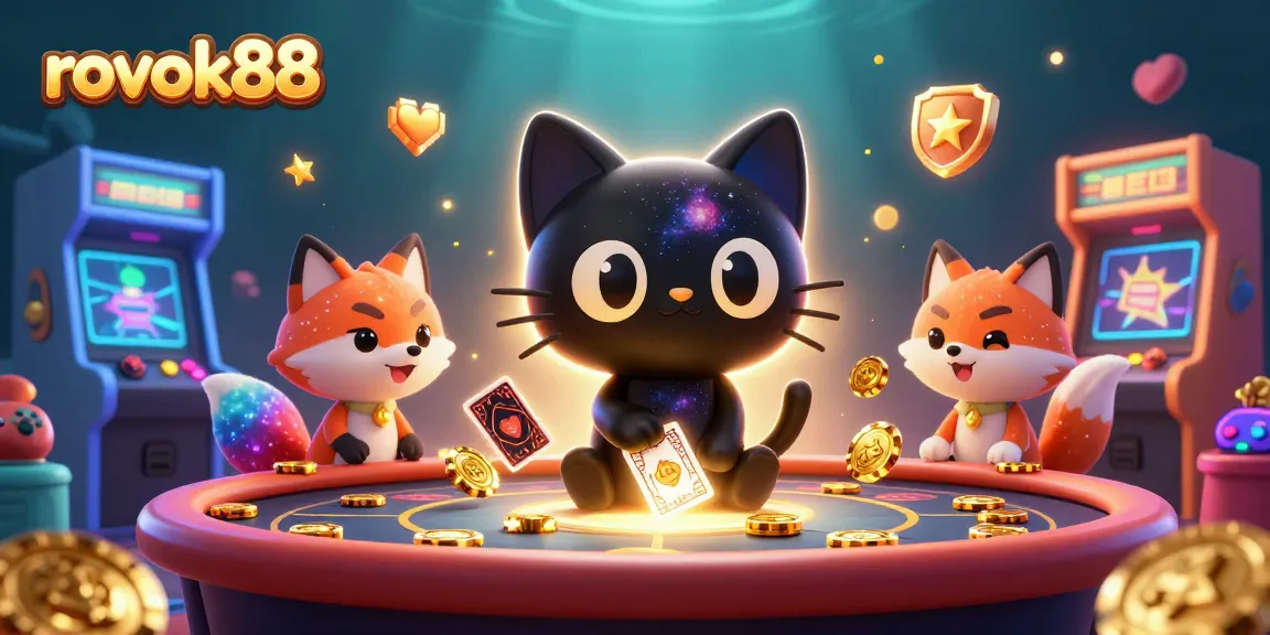 Engage with rokok88, where a cosmic cat and nebula fox play at a vibrant casino table.