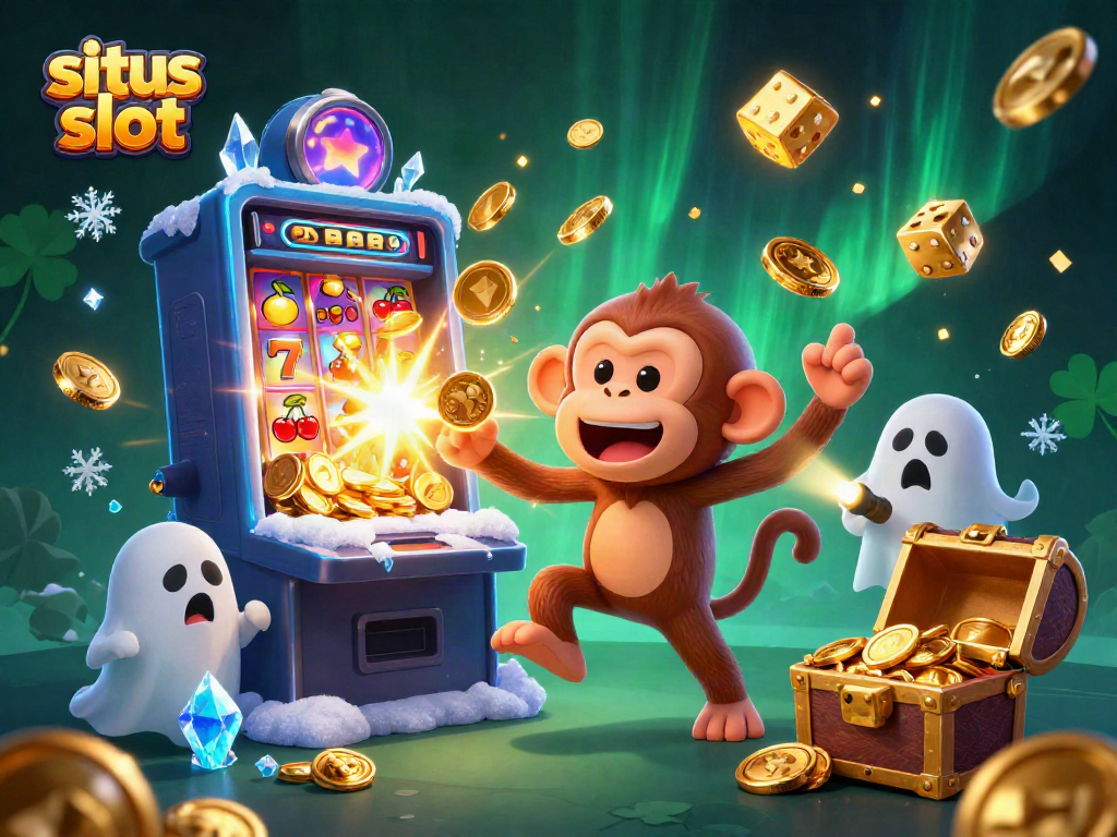 Engage with situs slot adventures in a lively haunted casino scene.