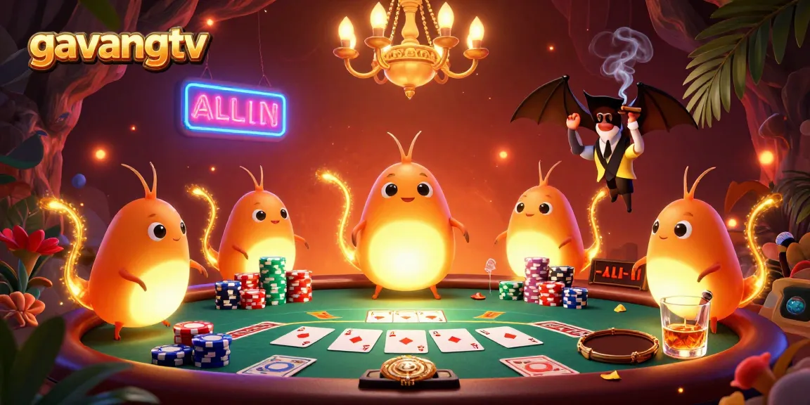 Experience the thrill of poker with 3D glowworms lighting up the action at gavangtv's vibrant casino.
