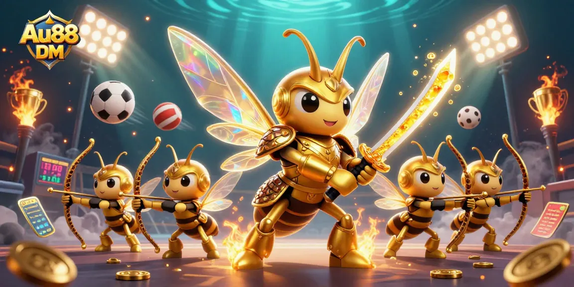 Experience thrilling wins with Au88 DM in a vibrant 3D casino scene featuring dynamic game elements.
