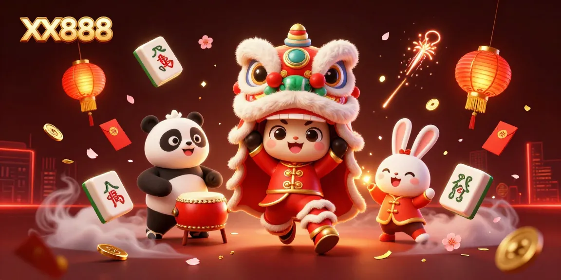 Join the excitement of XX888 with vibrant 3D characters dancing amid casino symbols!