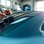 Enhancing visibility with ceramic window tint application on a modern vehicle.