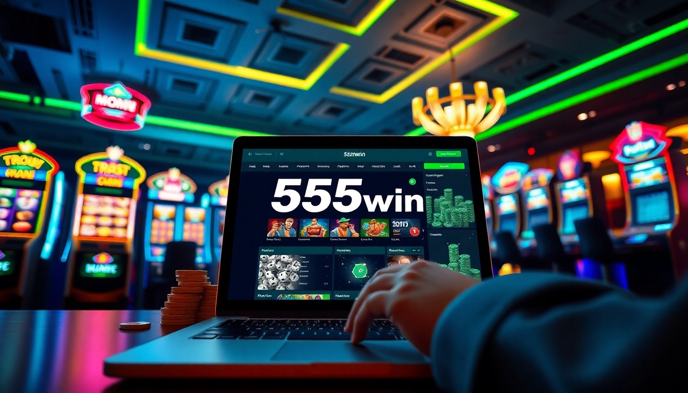 Experience the excitement of online gambling with trang chủ 555win, showcasing modern interfaces and vibrant gaming elements.